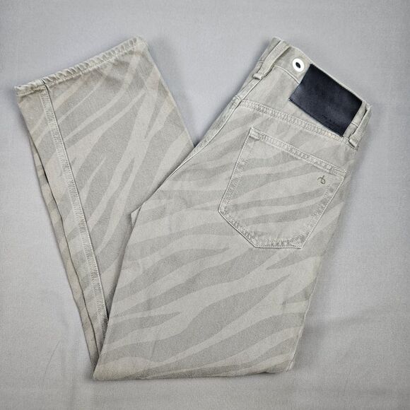 Rag & Bone Maya Green Zebra Denim Pants Size 24 Relaxed Fit - Picture 1 of 9